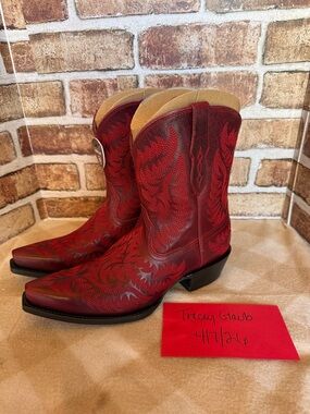 Ariat Red Embroidered Cate Western Boots